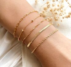18K Gold Plated Bracelet Set â€“ Paperclip, Herringbone, Rope & Snake Styles
